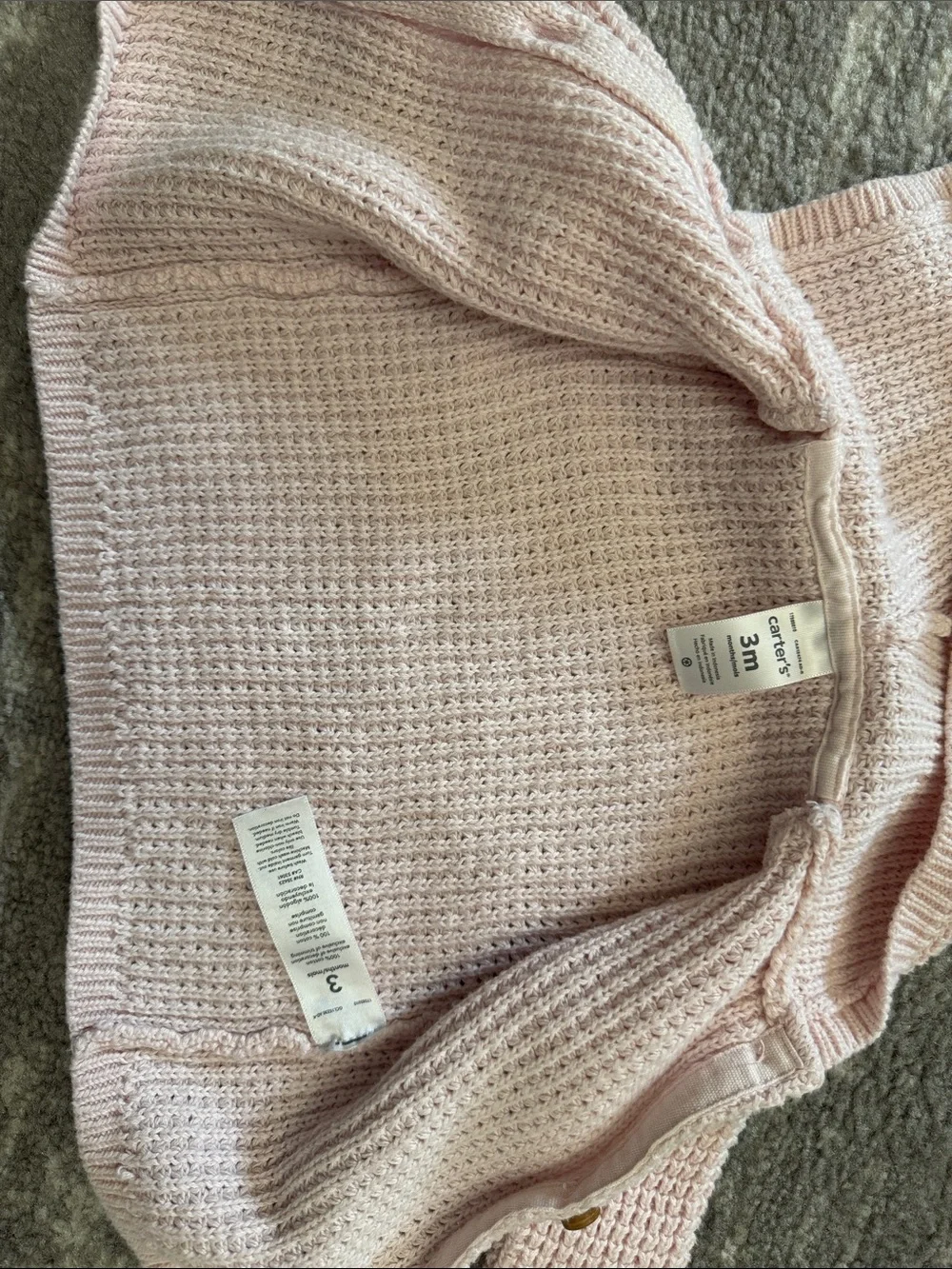 Carter's Pink Hooded Knit Sweater with Pom Poms